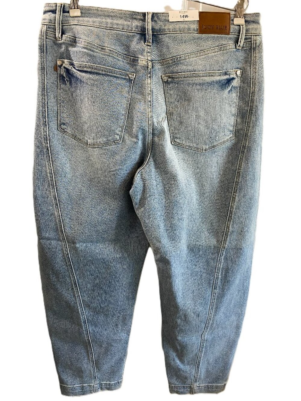 14W Judy Blue Hi Waist Side Panel Barrel Leg Jeans, NWT - Picture 2 of 7